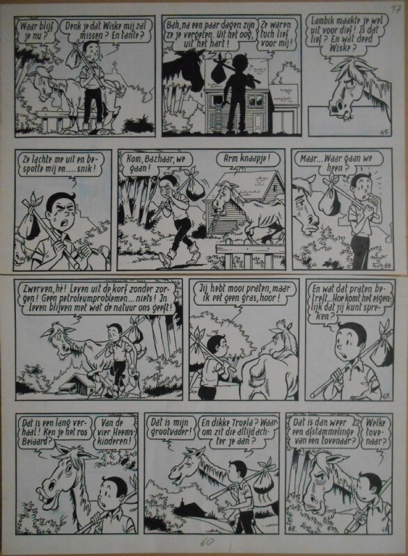 Paul Geerts, Suske en Wiske - 151 - Het ros Bazhaar - strook 65 tot 68 - Planche originale