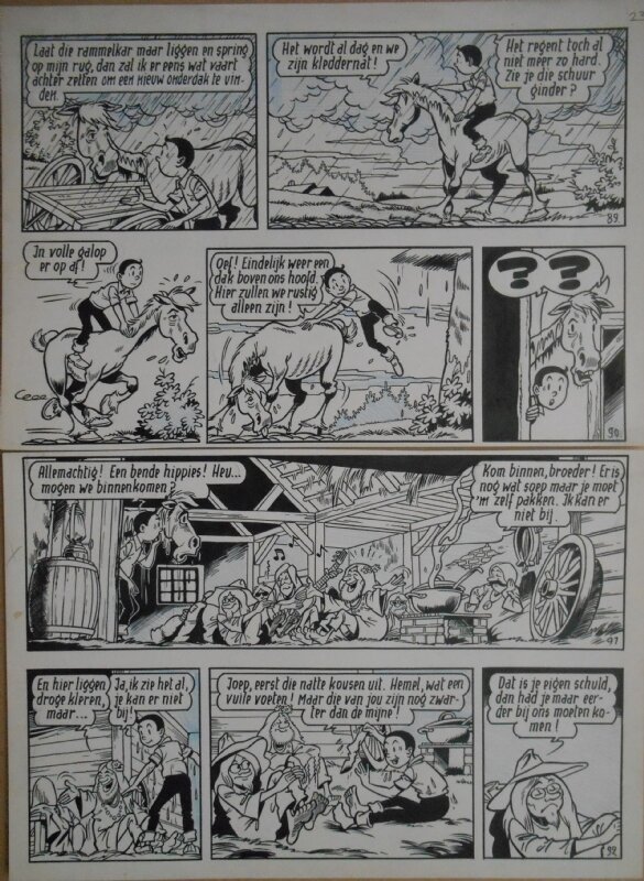Paul Geerts, Suske en Wiske - 151 - Het ros Bazhaar - strook 89 tot 92 - Planche originale
