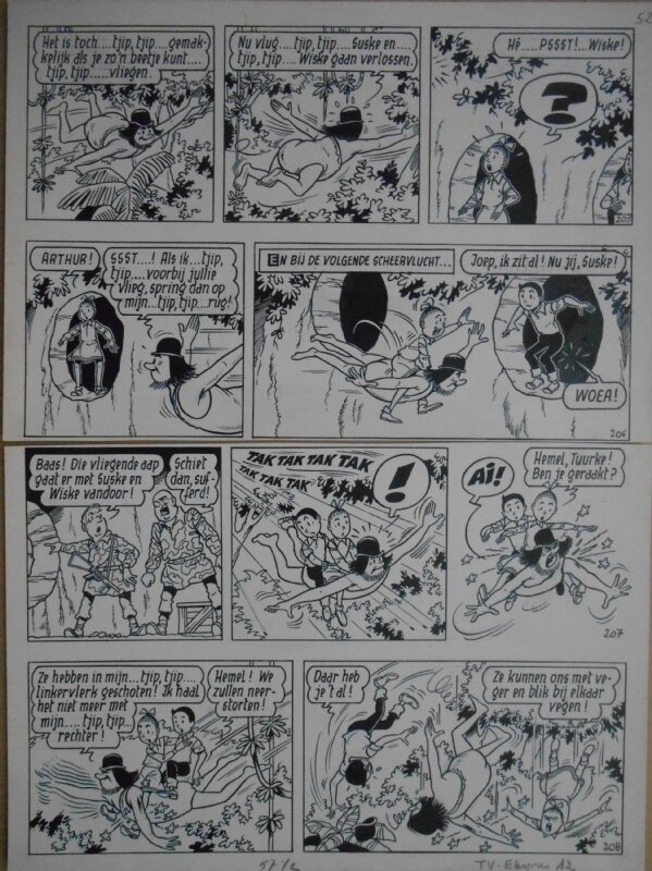 Paul Geerts, Suske en Wiske - 152 - De bevende baobab - strook 205 tot 208 - Planche originale