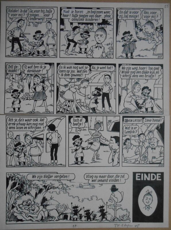 Paul Geerts, Suske en Wiske - 152 - De bevende baobab - strook 217 tot 220 - Planche originale