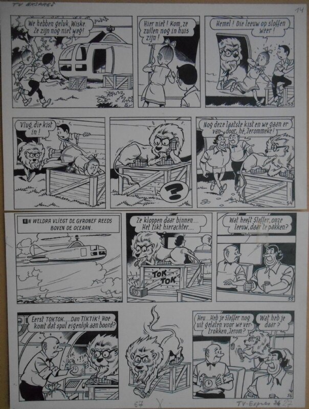 Paul Geerts, Suske en Wiske - 152 - De bevende baobab - strook 53 tot 56 - Planche originale