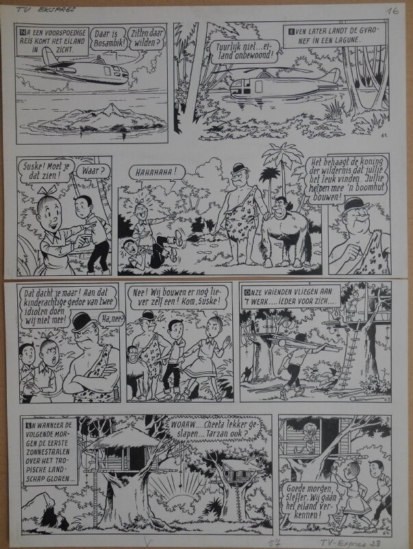 Paul Geerts, Suske en Wiske - 152 - De bevende baobab - strook 61 tot 64 - Planche originale