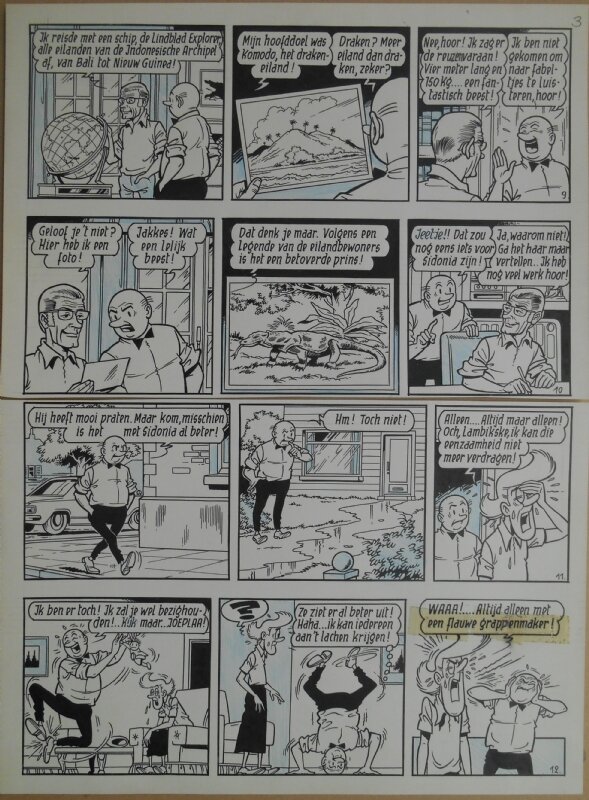 Paul Geerts, Suske en Wiske - 153 - De nare varaan - strook 9 tot 12 - Planche originale