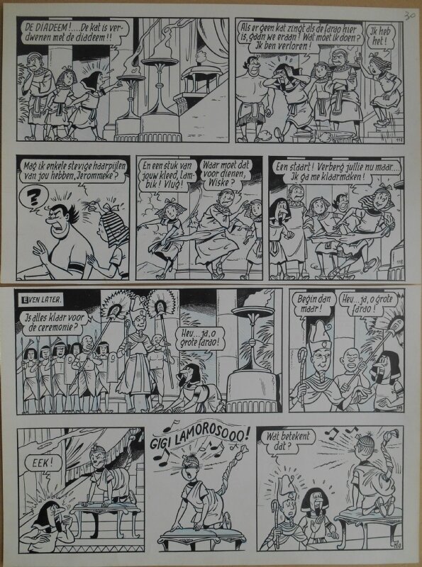 Paul Geerts, Suske en Wiske - 155 - De poezelige poes - strook 117 tot 120 - Planche originale