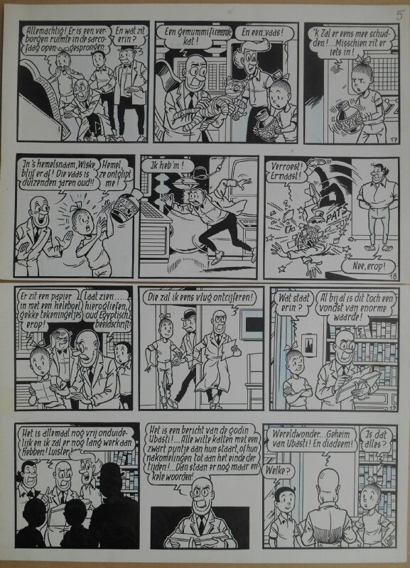 Paul Geerts, Suske en Wiske - 155 - De poezelige poes - strook 17 tot 20 - Planche originale