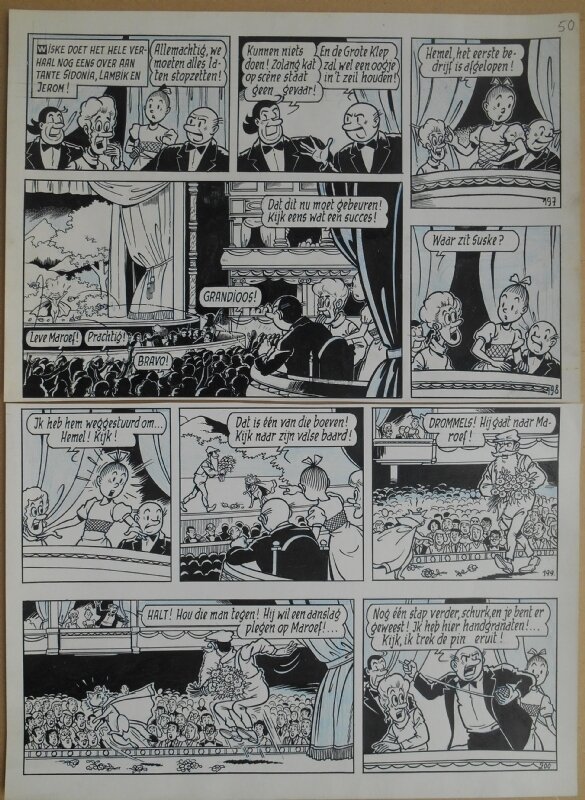 Paul Geerts, Suske en Wiske - 155 - De poezelige poes - strook 197 tot 200 - Planche originale