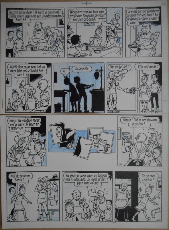 Paul Geerts, Suske en Wiske - 156 - De beminde Barabas - strook 101 tot 104 - Planche originale