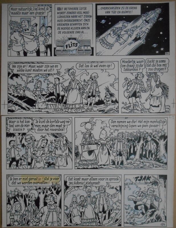 Paul Geerts, Suske en Wiske - 156 - De beminde Barabas - strook 121 tot 124 - Planche originale