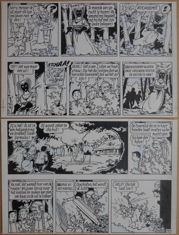 Paul Geerts, Suske en Wiske - 156 - De beminde Barabas - strook 145 tot 148 - Planche originale