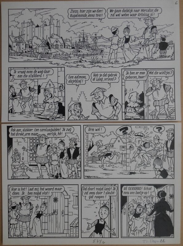 Paul Geerts, Suske en Wiske - 157 - De mollige meivis - strook 21 tot 24 - Planche originale