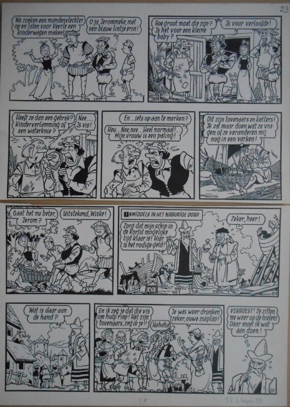 Paul Geerts, Suske en Wiske - 157 - De mollige meivis - strook 89 tot 92 - Planche originale