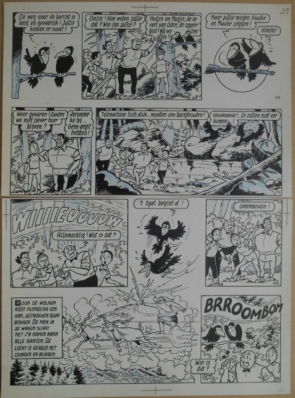 Paul Geerts, Suske en Wiske - 158 - De vinnige Viking - strook 113 tot 116 - Planche originale