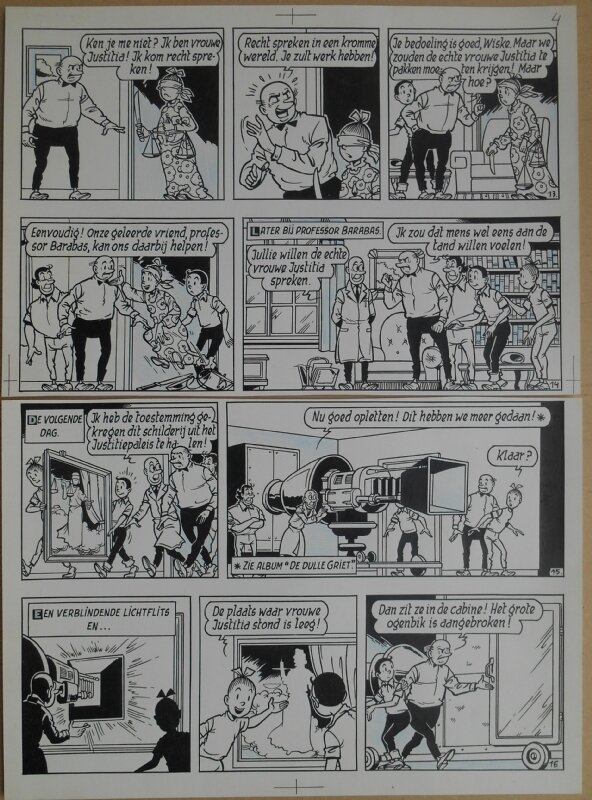 Paul Geerts, Suske en Wiske - 158 - De vinnige Viking - strook 13 tot 16 - Planche originale