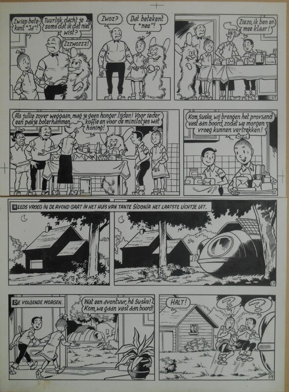 Paul Geerts, Suske en Wiske - 159 - De minilotten van Kokonera - strook 61 tot 64 - Planche originale
