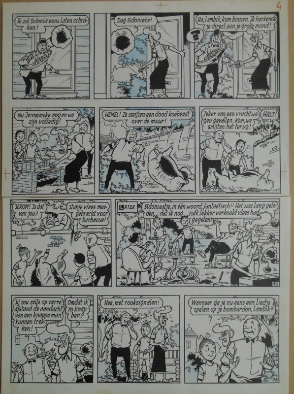 Paul Geerts, Suske en Wiske - 160 - De bokkige bombardon - strook 13 tot 16 - Planche originale
