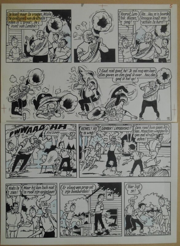 Paul Geerts, Suske en Wiske - 160 - De bokkige bombardon - strook 17 tot 20 - Planche originale