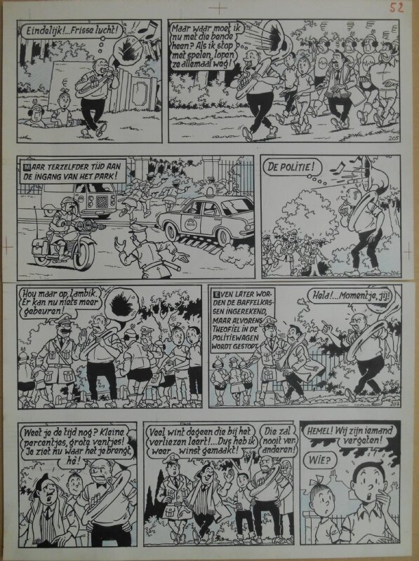 Paul Geerts, Suske en Wiske - 160 - De bokkige bombardon - strook 205 tot 208 - Planche originale