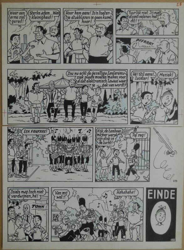 Paul Geerts, Suske en Wiske - 160 - De bokkige bombardon - strook 218 tot 220 - Planche originale