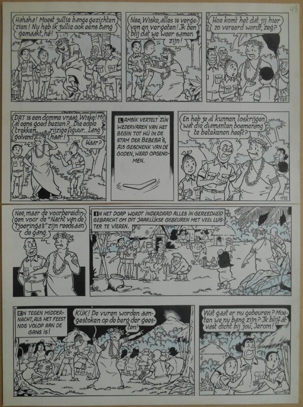 Paul Geerts, Suske en Wiske - 161 - De blinkende boemerang - strook 189 tot 192 - Planche originale