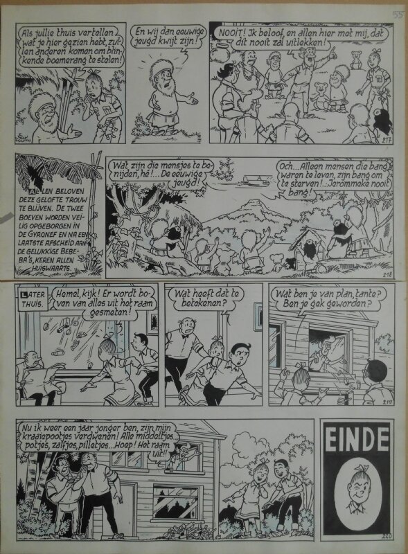 Paul Geerts, Suske en Wiske - 161 - De blinkende boemerang - strook 217 tot 220 - Planche originale