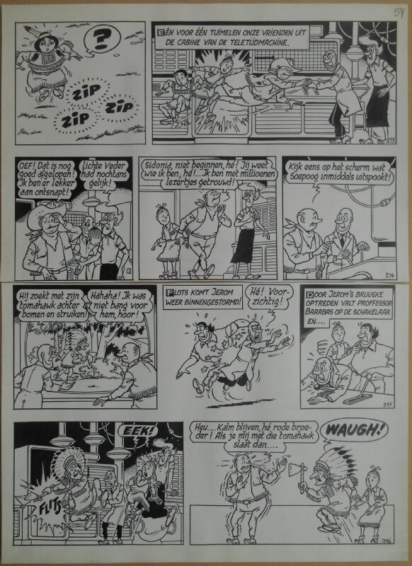 Paul Geerts, Suske en Wiske - 162 - De gouden locomotief - strook 213 tot 216 - Planche originale