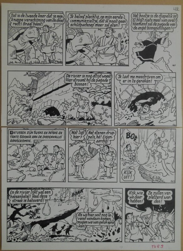 Paul Geerts, Suske en Wiske - 163 - De vlijtige vlinder - strook 165 tot 168 - Planche originale