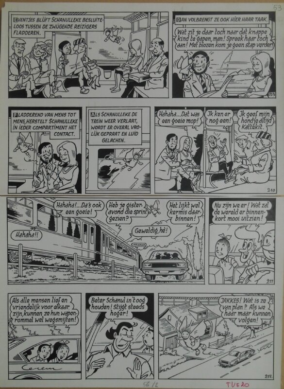 Paul Geerts, Suske en Wiske - 163 - De vlijtige vlinder - strook 209 tot 212 - Planche originale