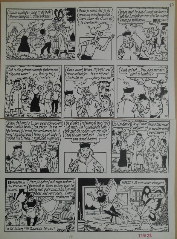 Paul Geerts, Suske en Wiske - 163 - De vlijtige vlinder - strook 49 tot 52 - Planche originale