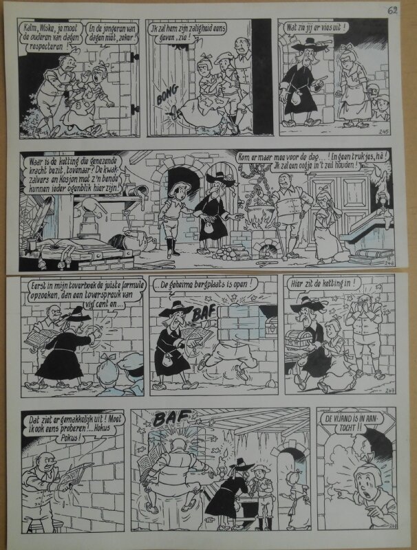 Paul Geerts, Suske en Wiske - 164 - De raap van Rubens - strook 245 tot 248 - Planche originale