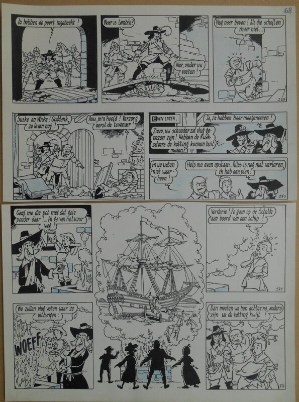 Paul Geerts, Suske en Wiske - 164 - De raap van Rubens - strook 269 tot 272 - Planche originale