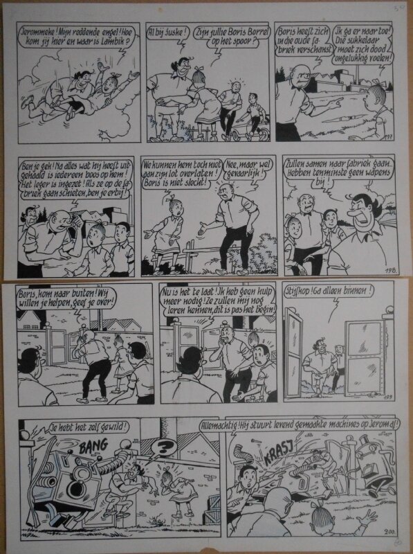 Paul Geerts, Suske en Wiske - 165 - De sputterende spuiter - strook 197 tot 200 - Planche originale