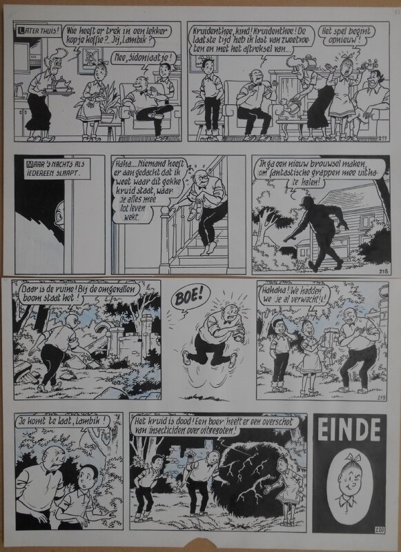 Paul Geerts, Suske en Wiske - 165 - De sputterende spuiter - strook 217 tot 220 - Planche originale