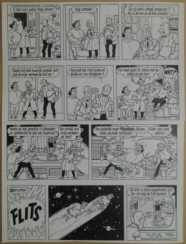 Paul Geerts, Suske en Wiske - 167 - De zingende kaars - strook 141 tot 144 - Planche originale