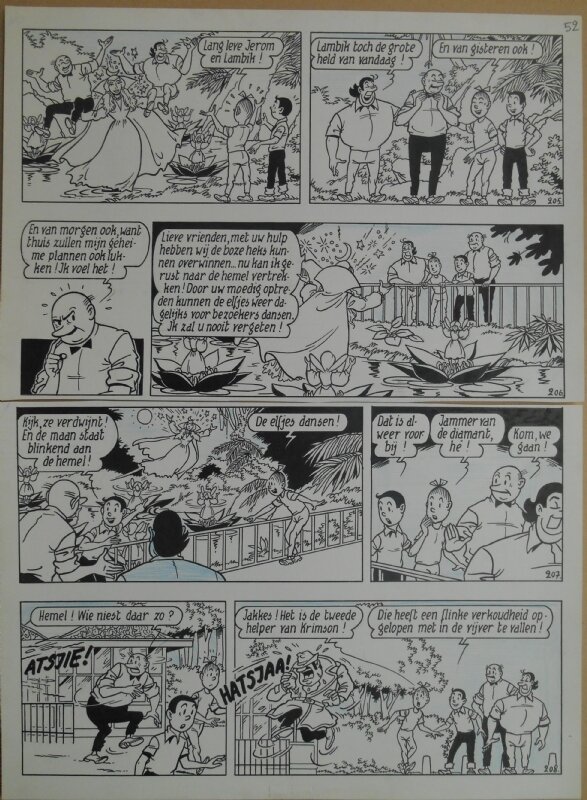 Paul Geerts, Suske en Wiske - 168 - De efteling elfjes - strook 205 tot 208 - Planche originale