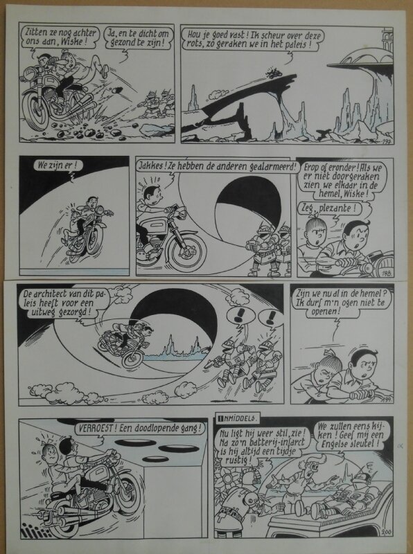 Paul Geerts, Suske en Wiske - 169 - De amoureuze amazone - strook 197 tot 200 - Planche originale