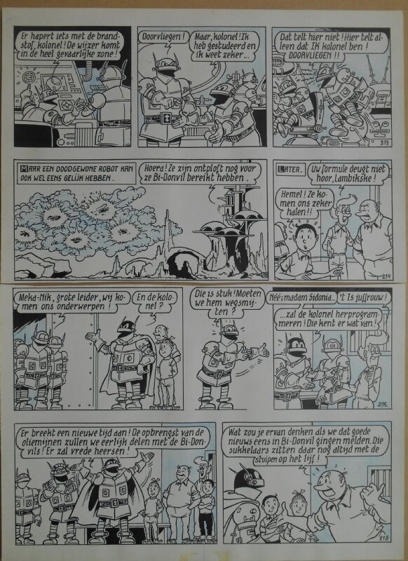 Paul Geerts, Suske en Wiske - 169 - De amoureuze amazone - strook 213 tot 216 - Planche originale