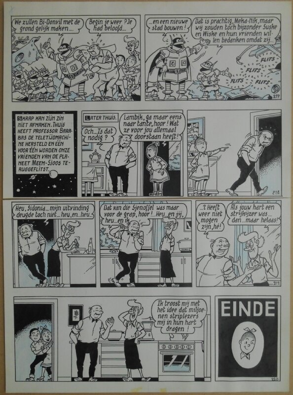 Paul Geerts, Suske en Wiske - 169 - De amoureuze amazone - strook 217 tot 220 - Planche originale