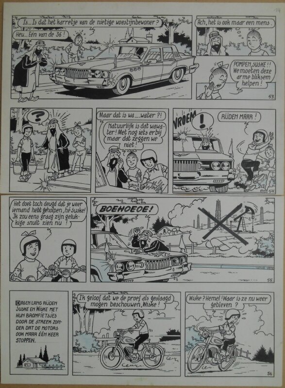 Paul Geerts, Suske en Wiske - 169 - De amoureuze amazone - strook 53 tot 58 - Planche originale