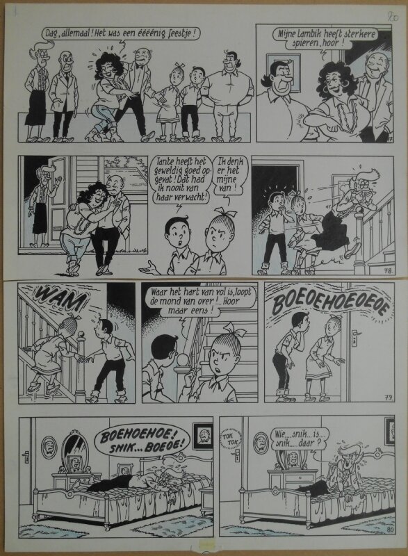 Paul Geerts, Suske en Wiske - 169 - De amoureuze amazone - strook 77 tot 80 - Planche originale