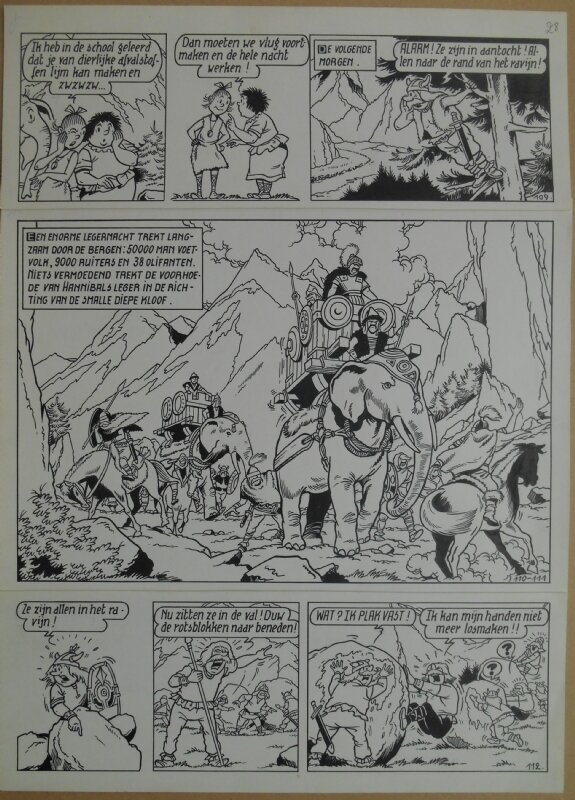 Paul Geerts, Suske en Wiske - 170 - De olijke olifant - strook 109 tot 112 - Planche originale