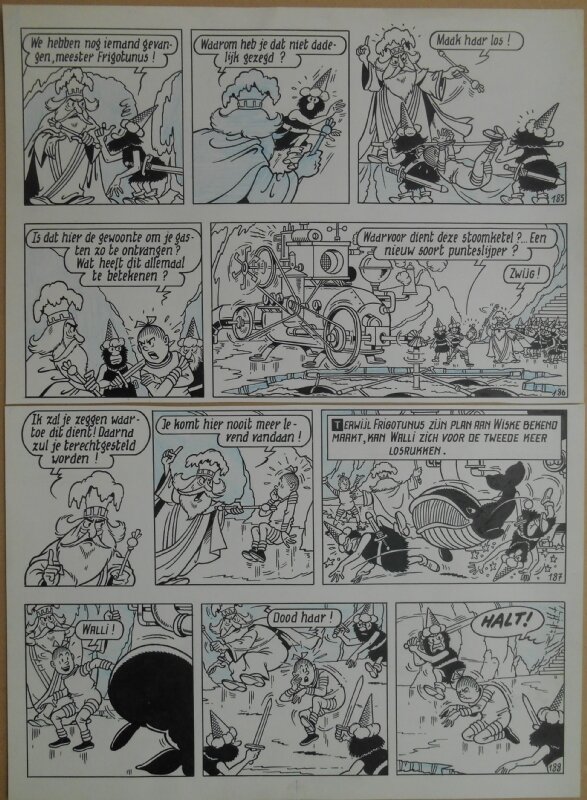 Paul Geerts, Suske en Wiske - 171 - Walli de walvis - strook 185 tot 188 - Planche originale