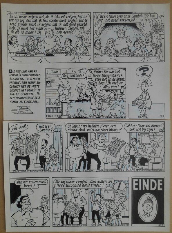Paul Geerts, Suske en Wiske - 171 - Walli de walvis - strook 217 tot 220 - Planche originale