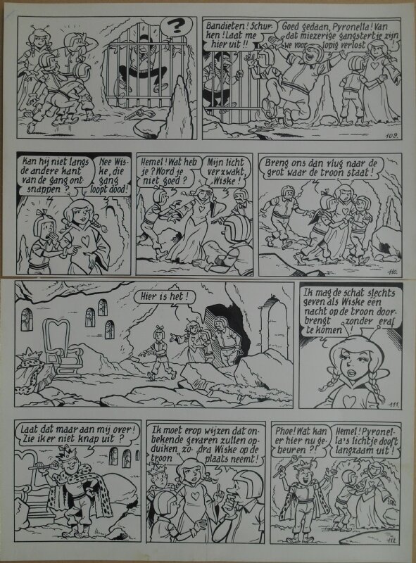 Paul Geerts, Suske en Wiske - 172 - Het laatste dwaallicht - strook 109 tot 112 - Planche originale
