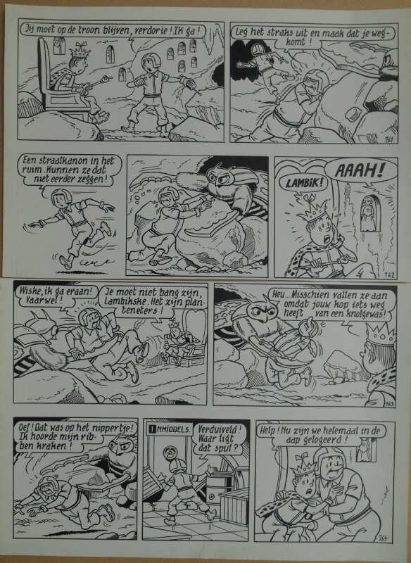 Paul Geerts, Suske en Wiske - 172 - Het laatste dwaallicht - strook 161 tot 164 - Planche originale