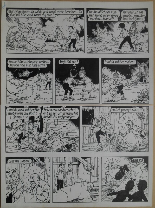 Paul Geerts, Suske en Wiske - 172 - Het laatste dwaallicht - strook 17 tot 20 - Planche originale