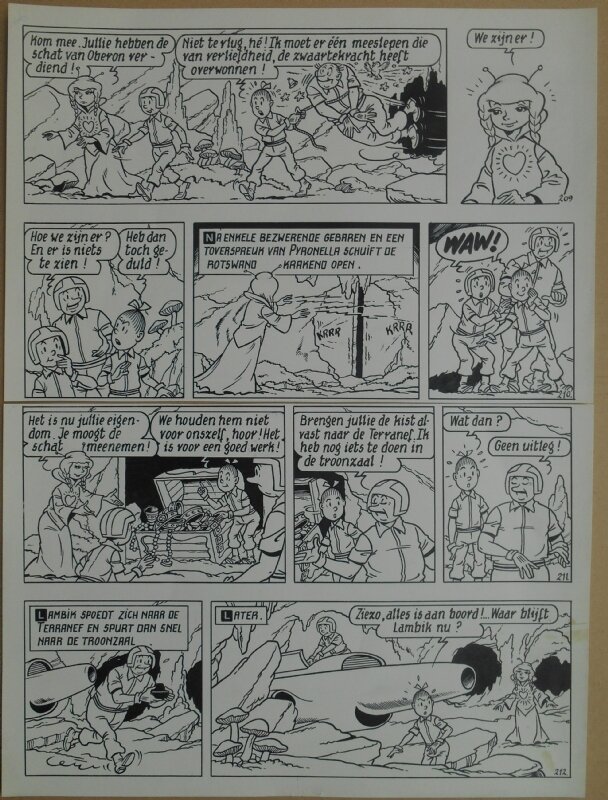 Paul Geerts, Suske en Wiske - 172 - Het laatste dwaallicht - strook 209 tot 212 - Planche originale