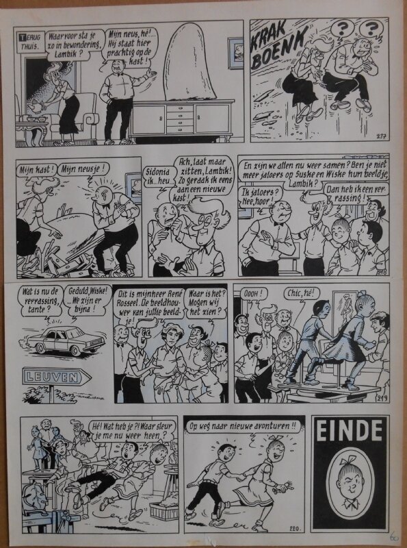 Paul Geerts, Suske en Wiske - 174 - Het statige standbeeld - strook 217 tot 220 - Planche originale