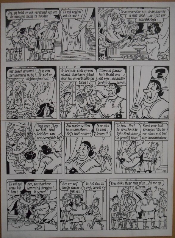 Paul Geerts, Suske en Wiske - 175 - De kadulle Cupido - strook 117 tot 120 - Planche originale