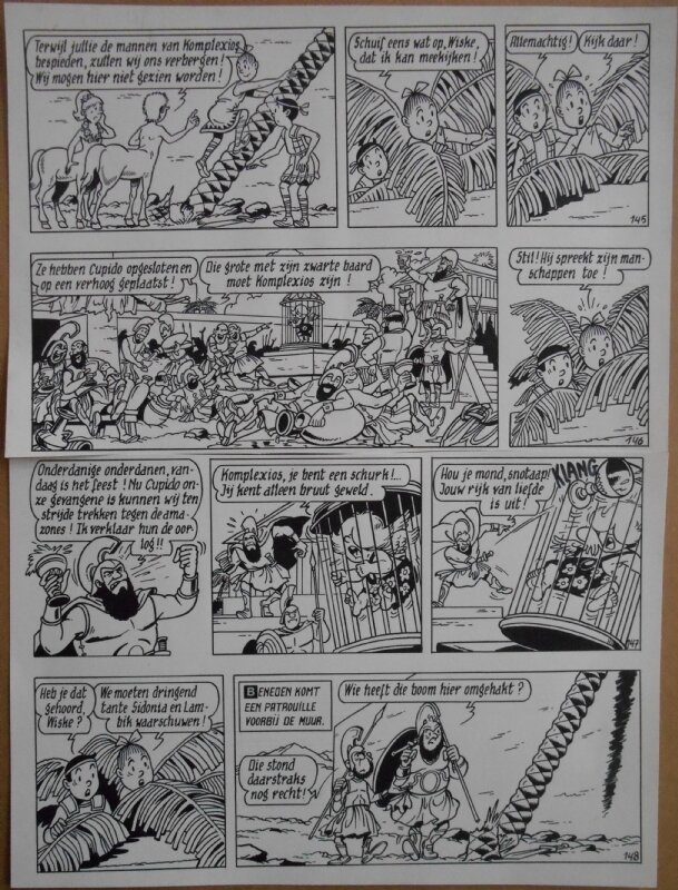 Paul Geerts, Suske en Wiske - 175 - De kadulle Cupido - strook 145 tot 148 - Planche originale