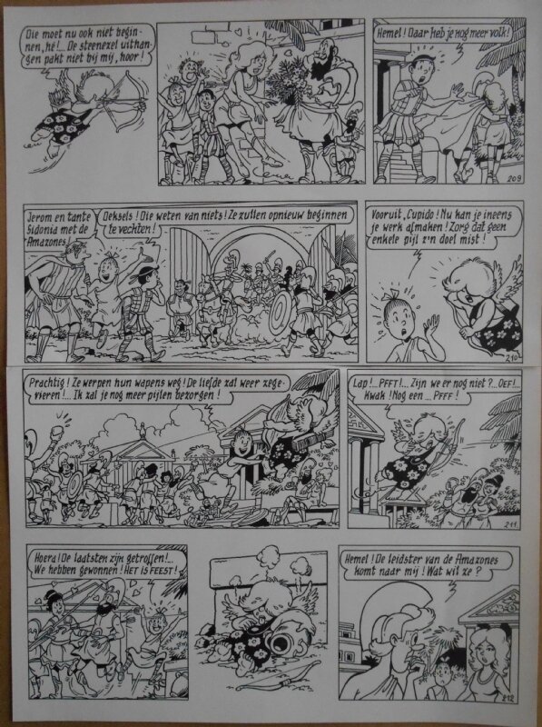 Paul Geerts, Suske en Wiske - 175 - De kadulle Cupido - strook 209 tot 212 - Planche originale